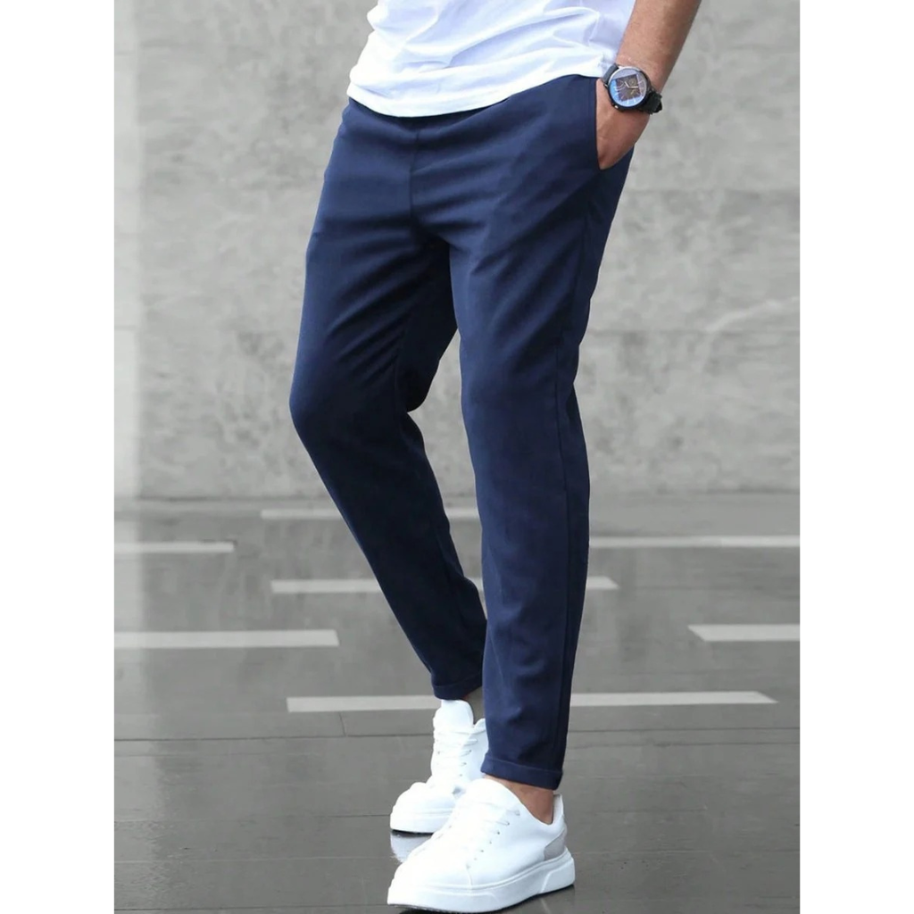 Niklas | Herren Schmale Jogger Chino Hose mit Kordelzug