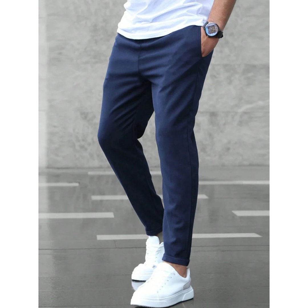 Niklas | Herren Schmale Jogger Chino Hose mit Kordelzug