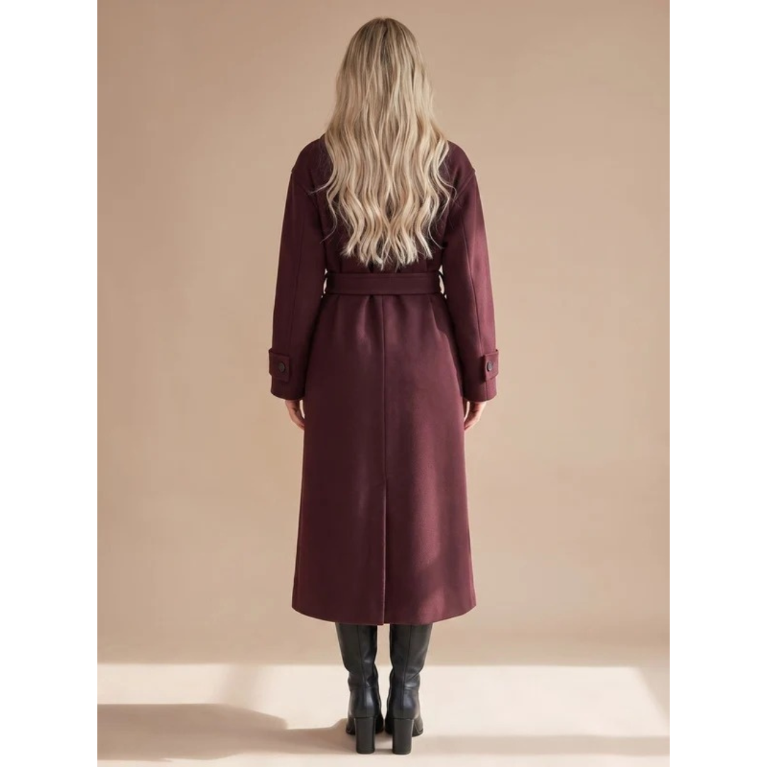 Niva | Damen Bordeaux Winterjacke mit Gürtel