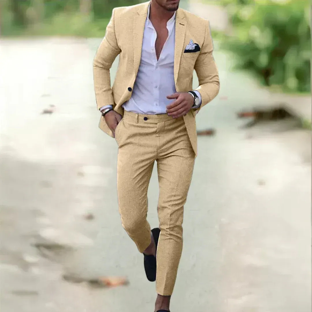 Noah | Herren Leichter Leinenanzug Slim Fit Hochzeit