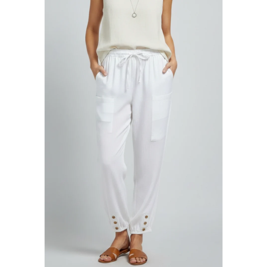Ida | Damen Stoffhose Mit Kordelzug Und Knopf