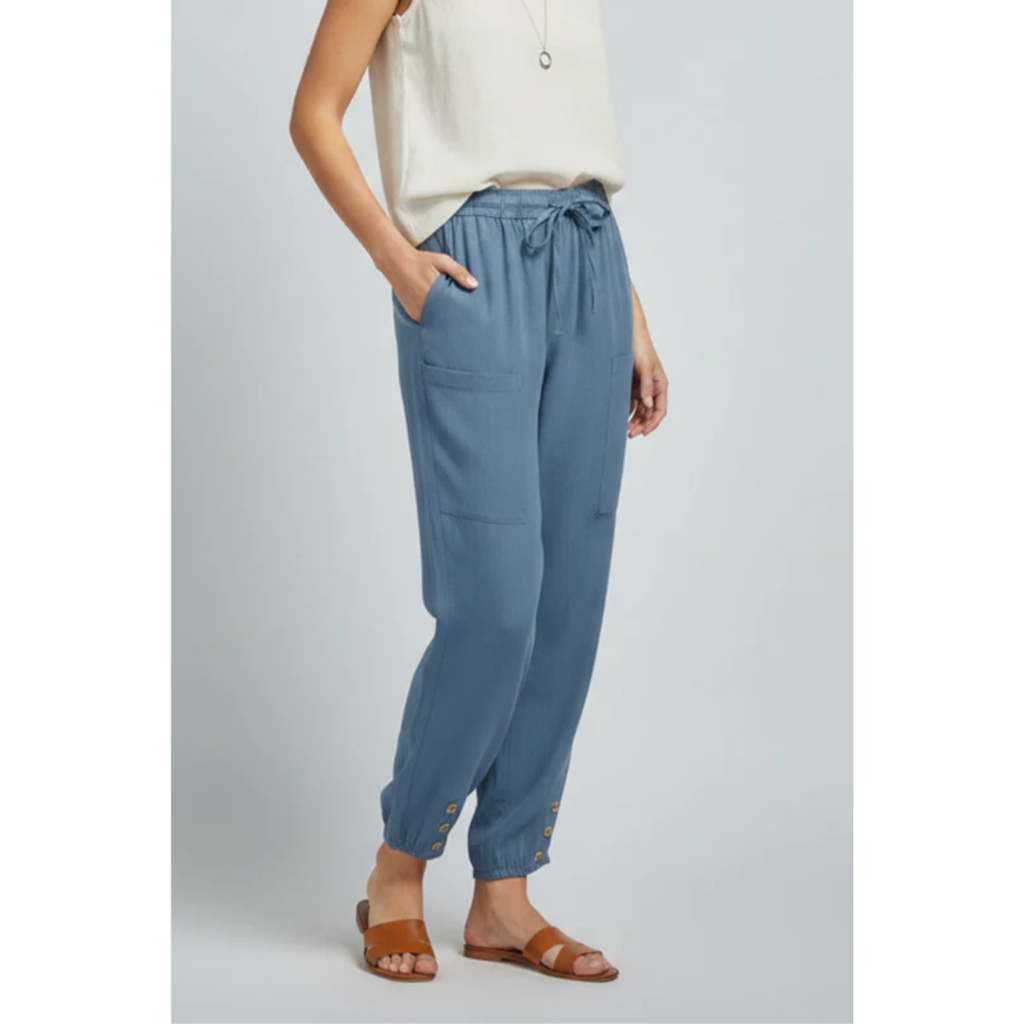 Ida | Damen Stoffhose Mit Kordelzug Und Knopf