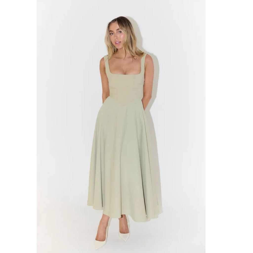 Oda | Damen Elegant A-Linien Midikleid