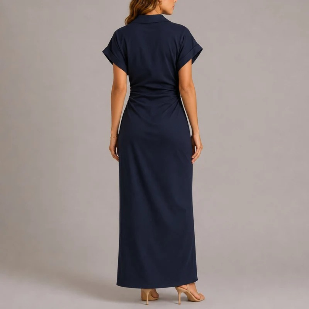Ottilie | Damen Langes Herbst Maxikleid mit Knopfleiste