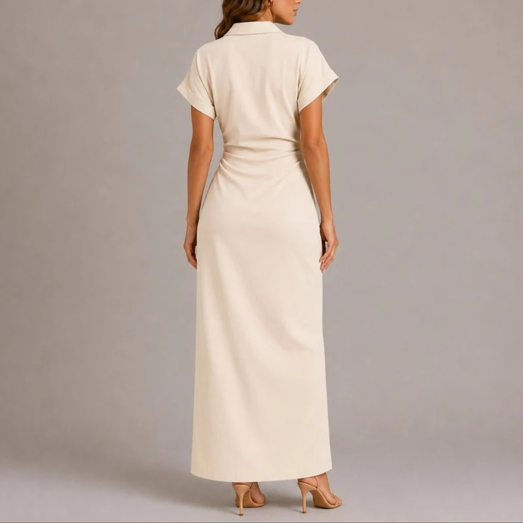 Ottilie | Damen Langes Herbst Maxikleid mit Knopfleiste