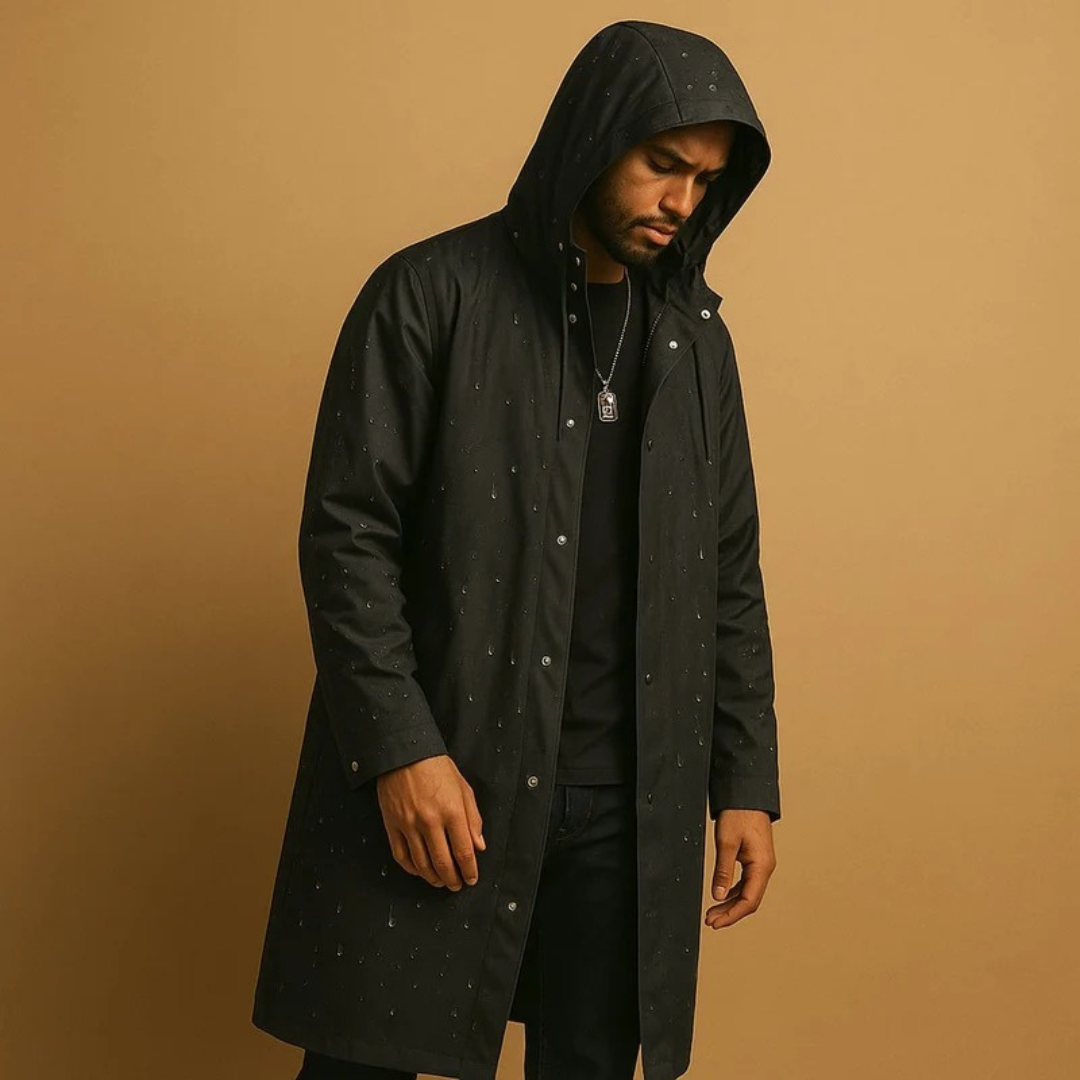Otto | Herren Schwarze Wasserdichte Regenjacke mit Kapuze