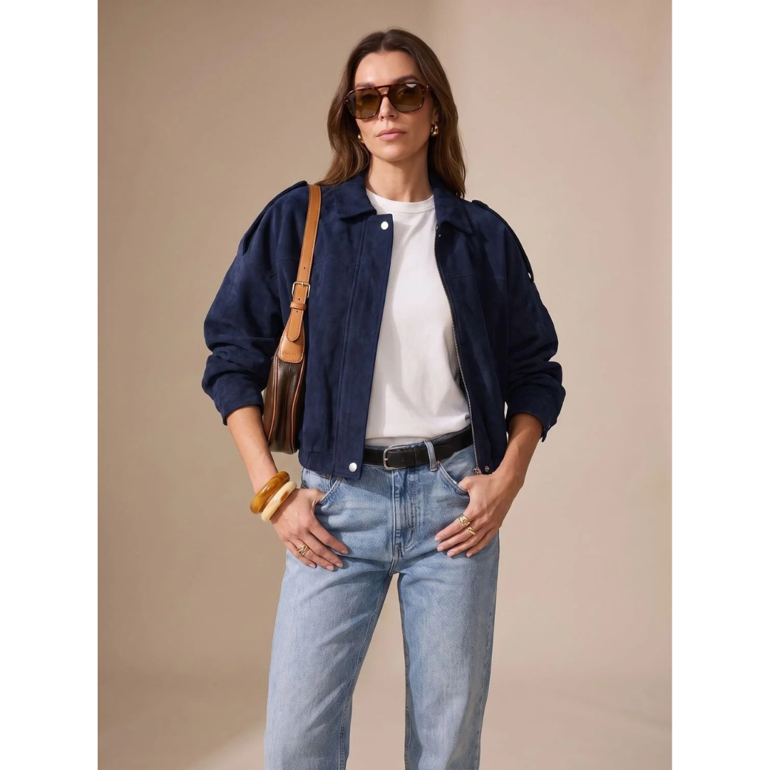 Palina | Damen Oversized Jacke mit knöpfen und Reißverschluss