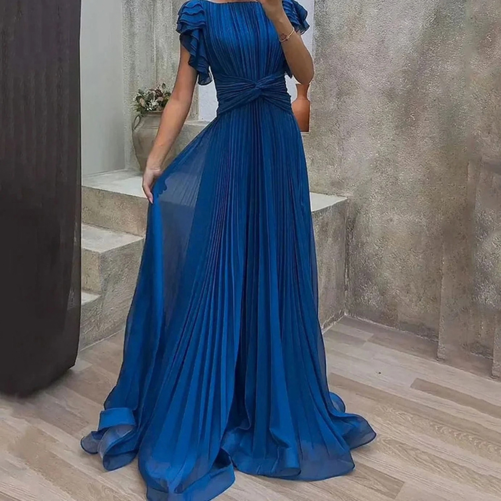 Patricia | Damen Maxikleid im A Linien Stil mit Falten und Volant