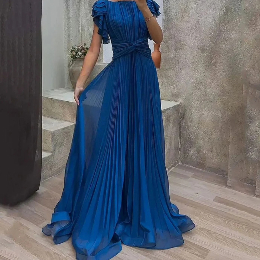 Patricia | Damen Maxikleid im A Linien Stil mit Falten und Volant
