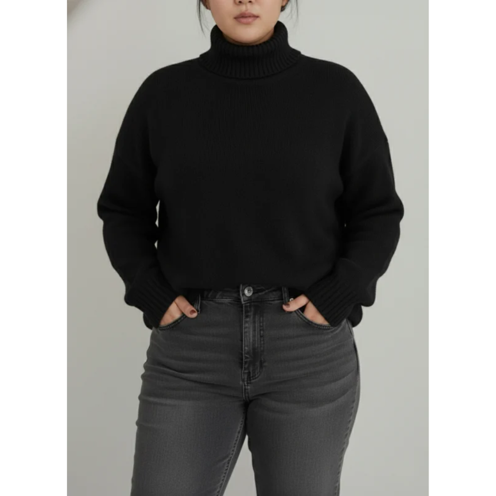 Patrizia | Damen Rollkragenpullover für Große Größen mit Strick und Langarm