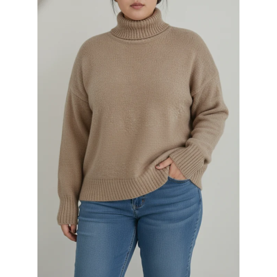 Patrizia | Damen Rollkragenpullover für Große Größen mit Strick und Langarm