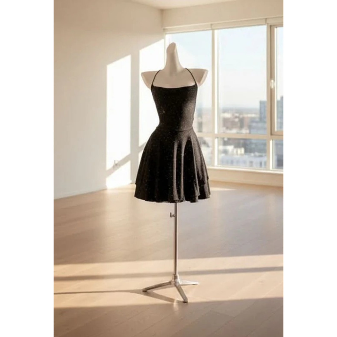 Paula | Damen Stilvolles Schwarzes Party-Minikleid