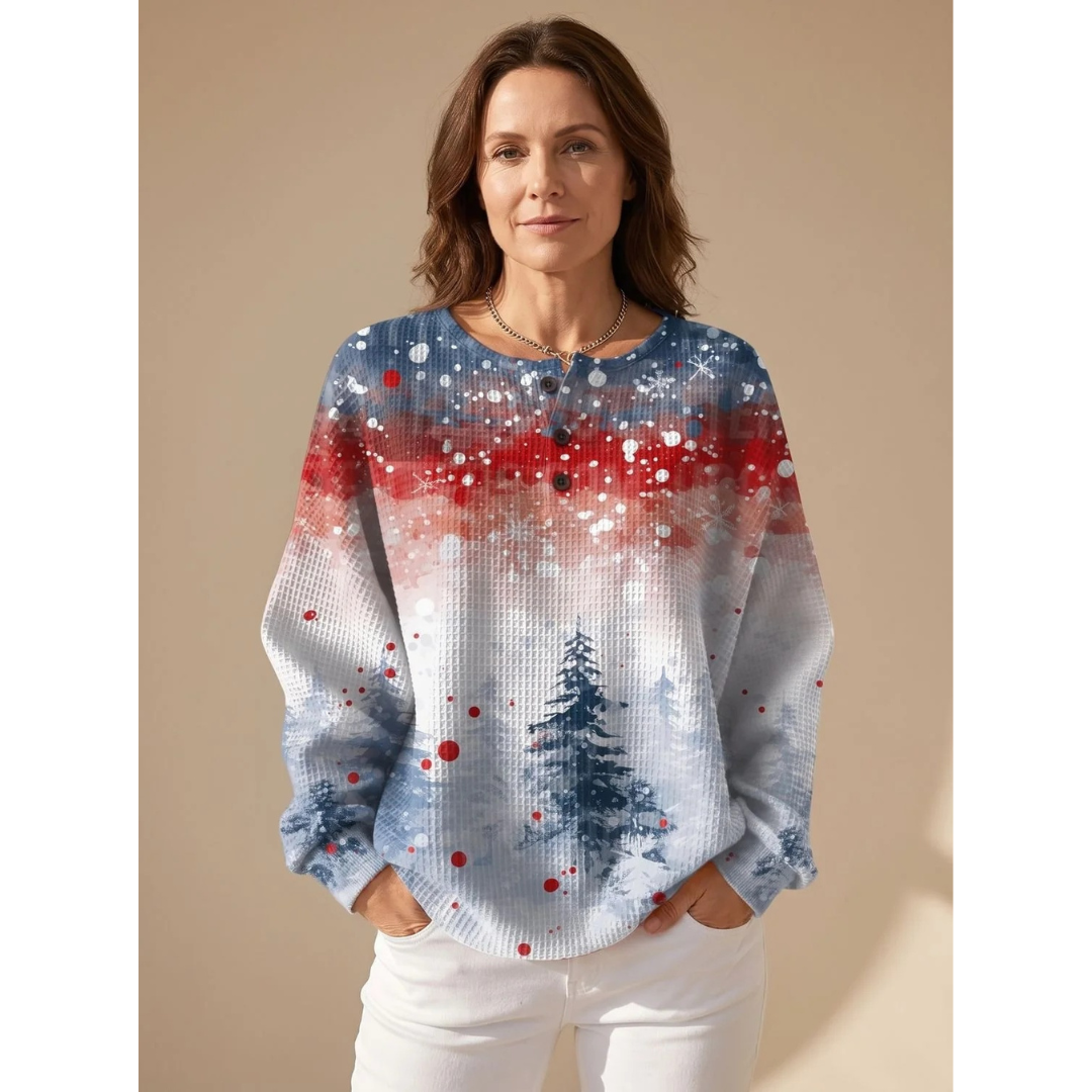 Pauline | Damen Weihnachtspullover mit Tannenbaum und Langarm