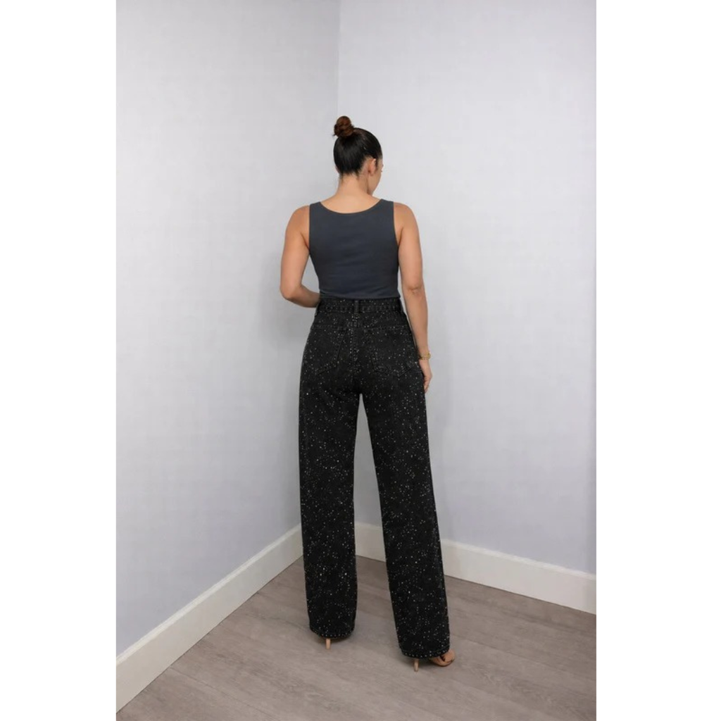 Penelope | Damen High Waist Glitzer Jeans