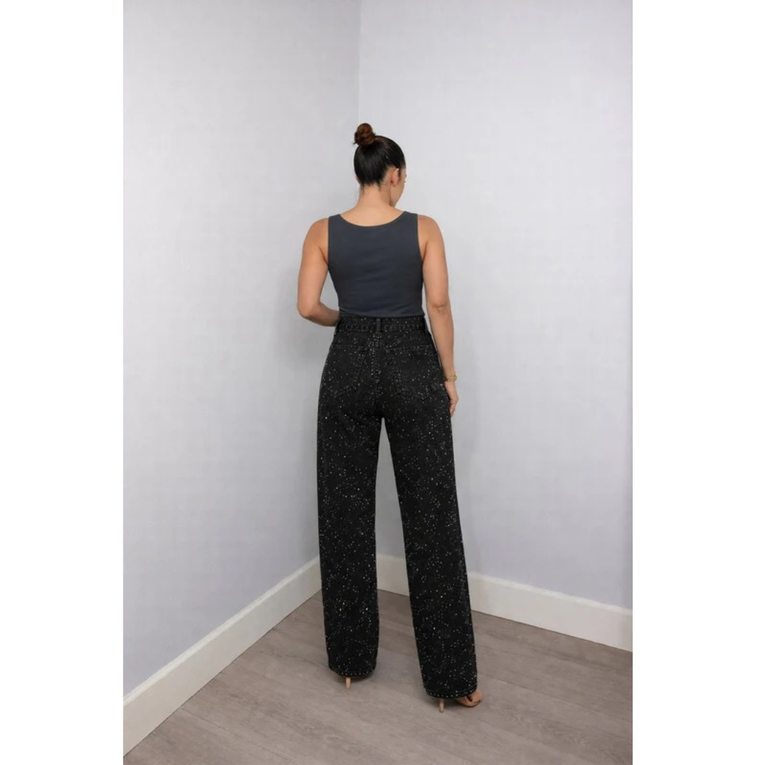 Penelope | Damen High Waist Glitzer Jeans