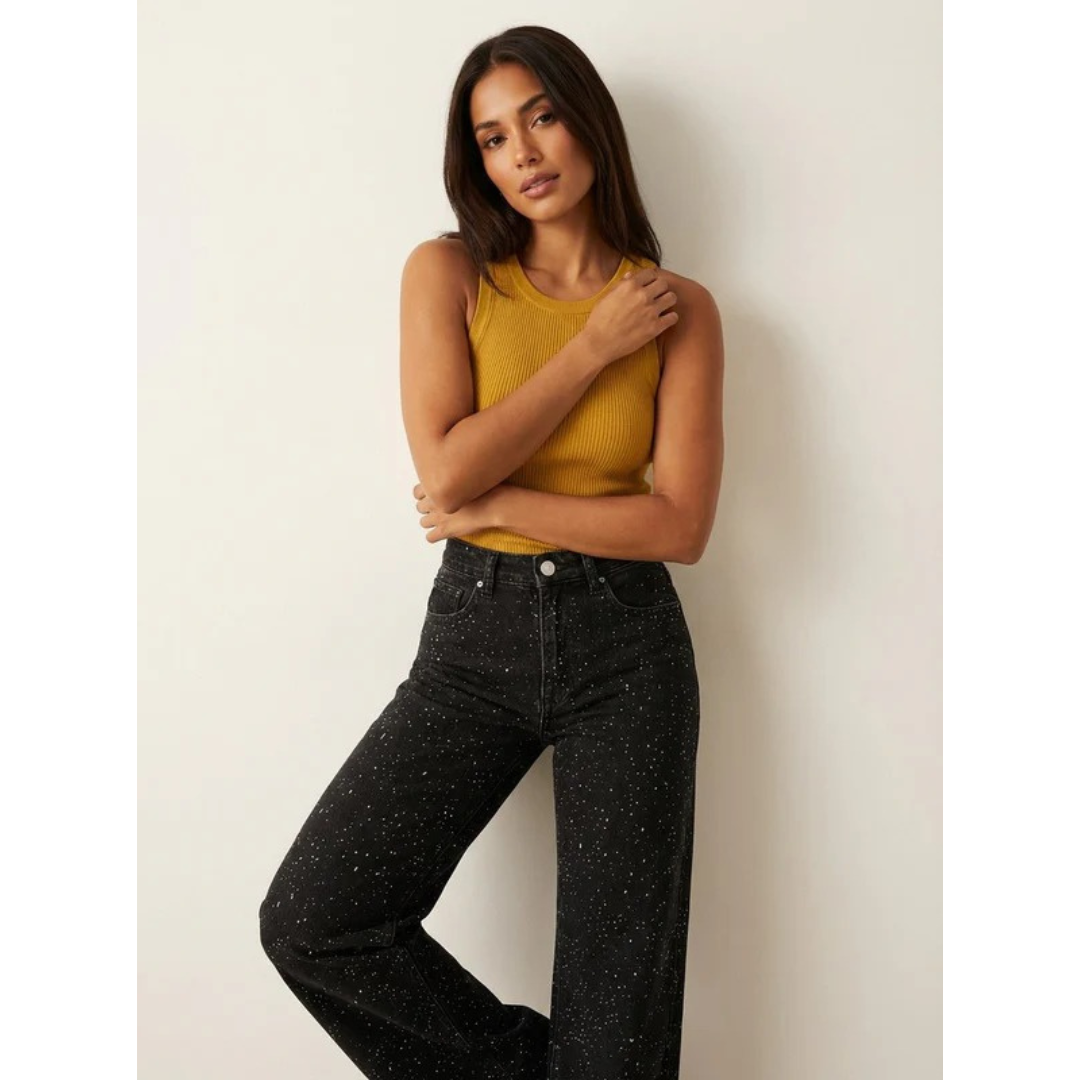Penelope | Damen High Waist Glitzer Jeans