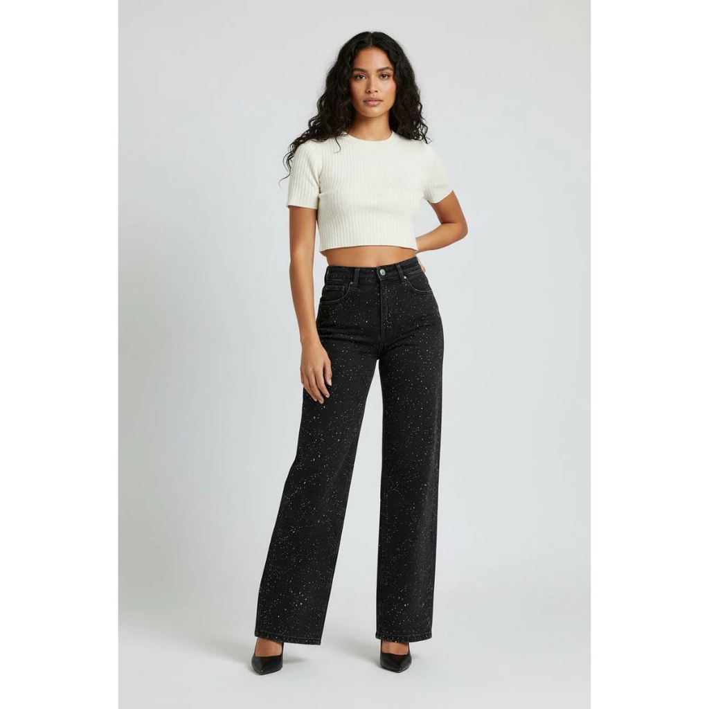 Penelope | Damen High Waist Glitzer Jeans