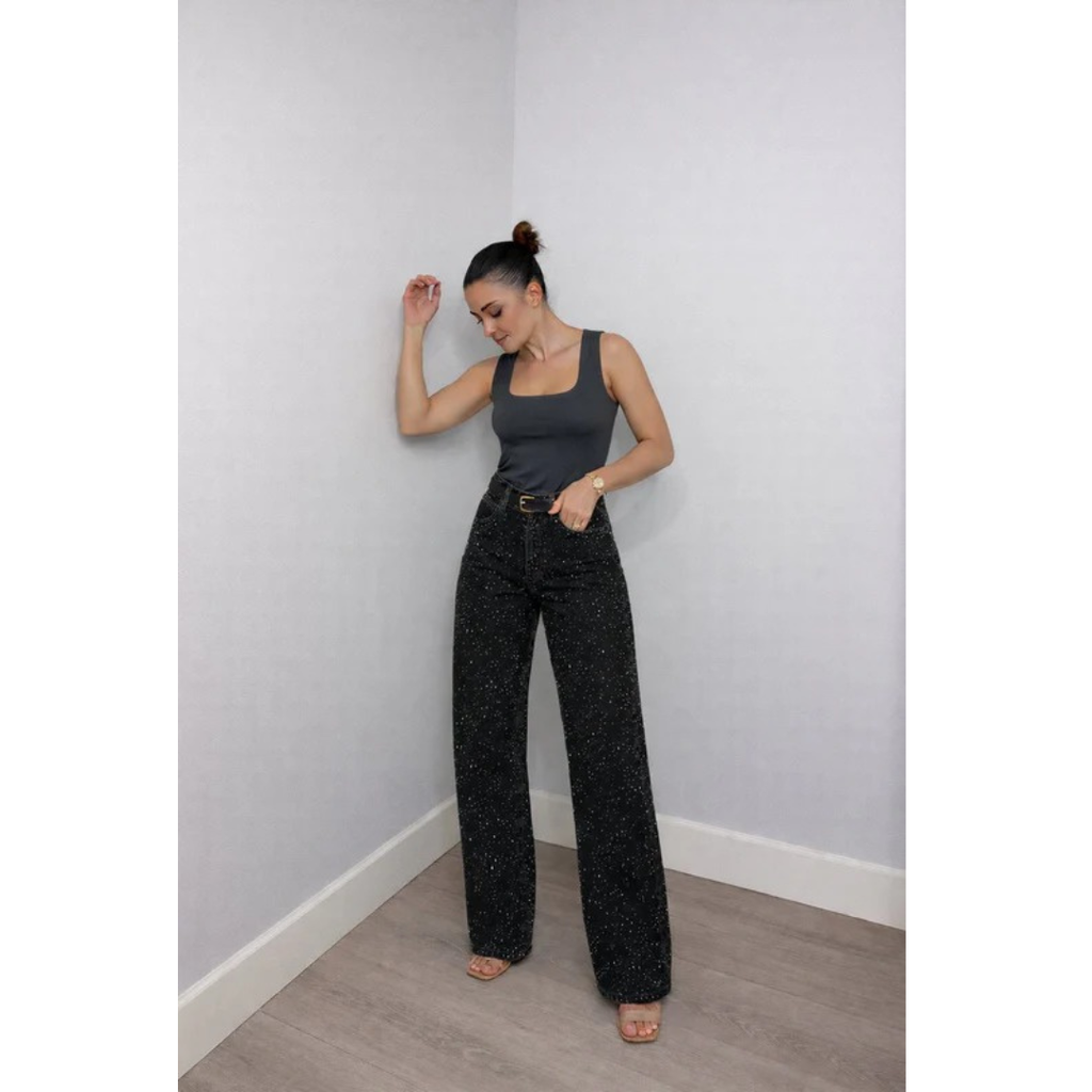 Penelope | Damen High Waist Glitzer Jeans