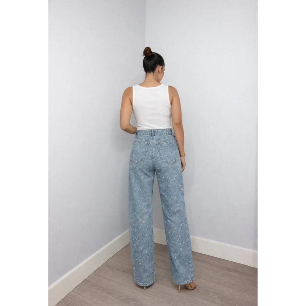 Penelope | Damen High Waist Glitzer Jeans