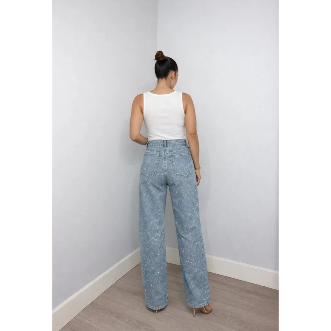 Penelope | Damen High Waist Glitzer Jeans