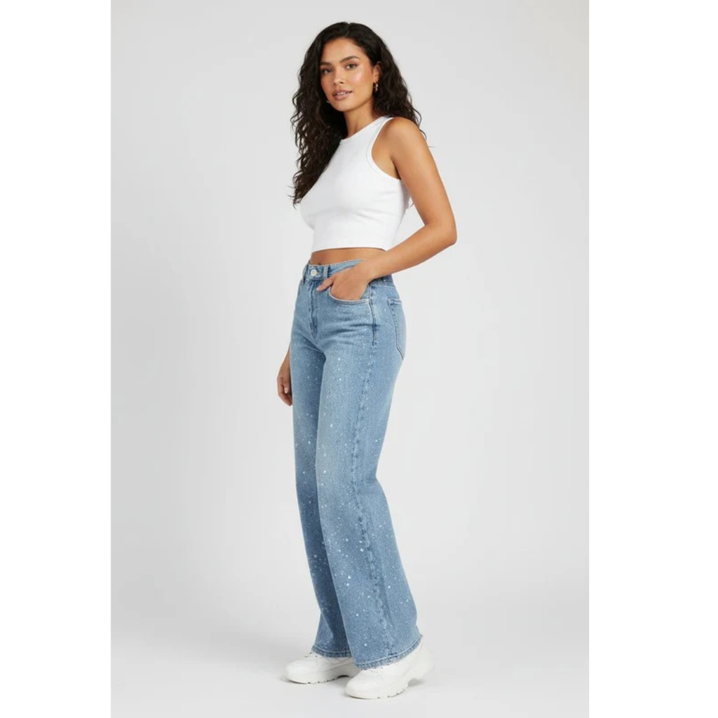 Penelope | Damen High Waist Glitzer Jeans