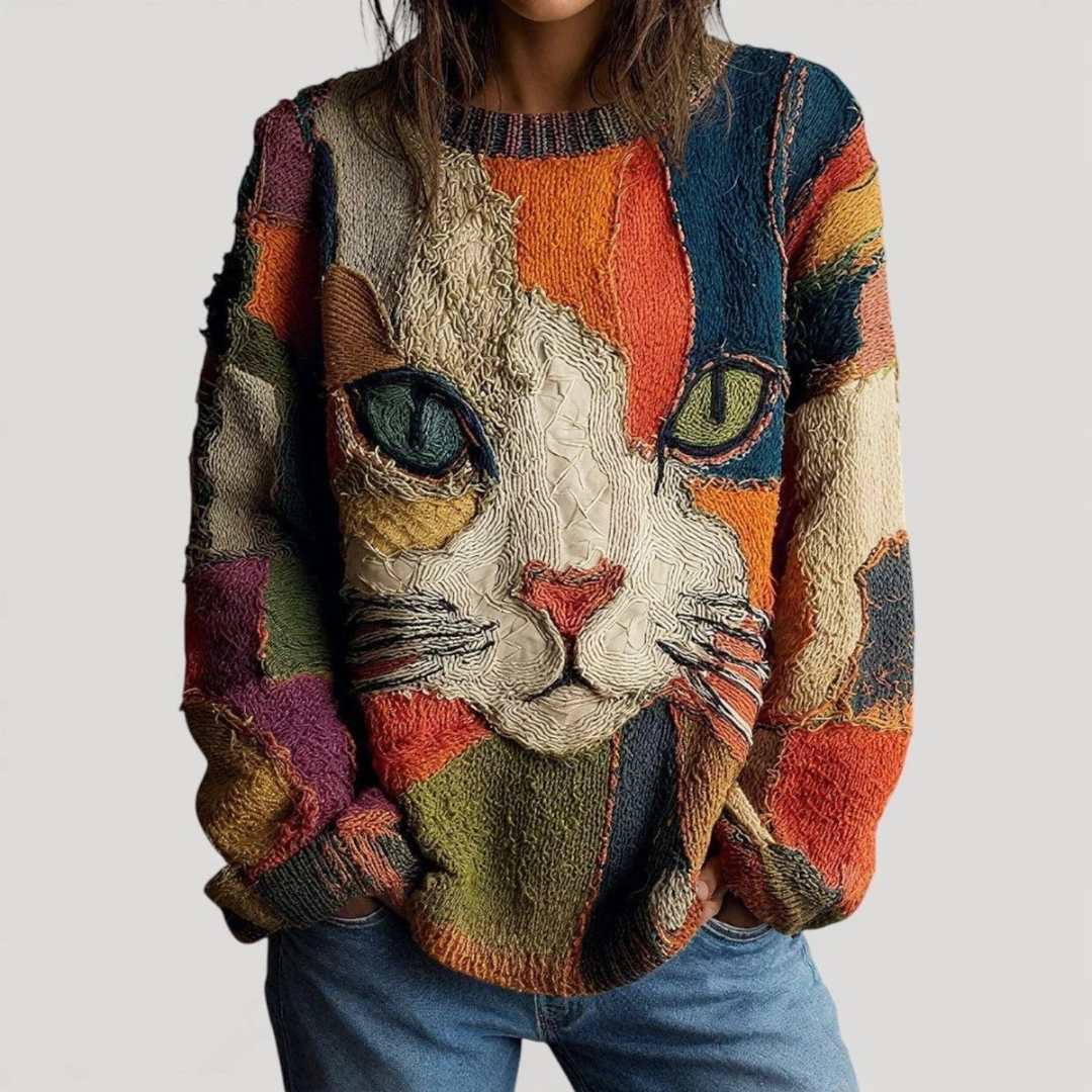 Petra | Damen Pullover mit Katzen Design