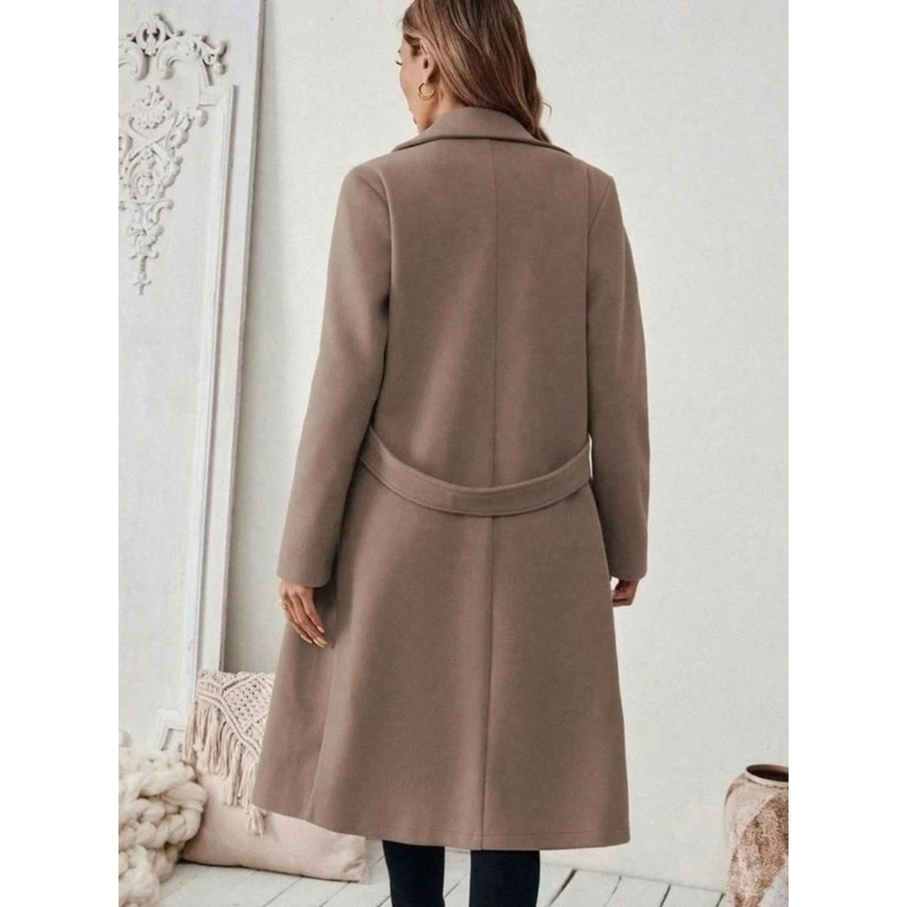 Philomena | Damen Lange Winterjacke mit Revers und Schnitt