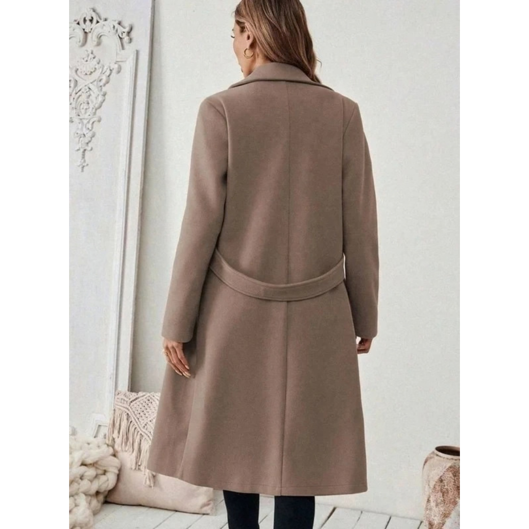 Philomena | Damen Lange Winterjacke mit Revers und Schnitt
