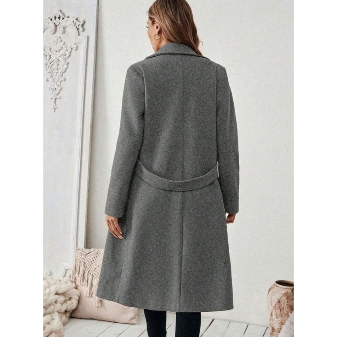Philomena | Damen Lange Winterjacke mit Revers und Schnitt