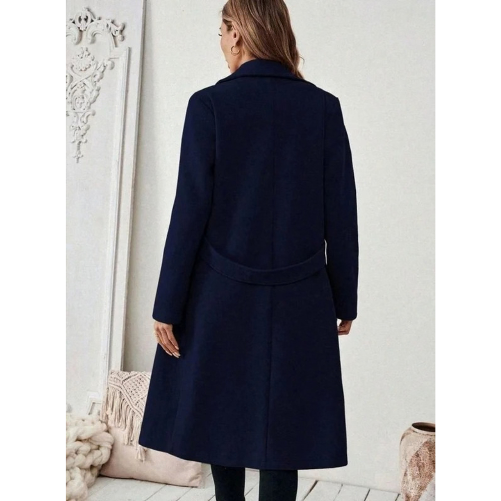 Philomena | Damen Lange Winterjacke mit Revers und Schnitt