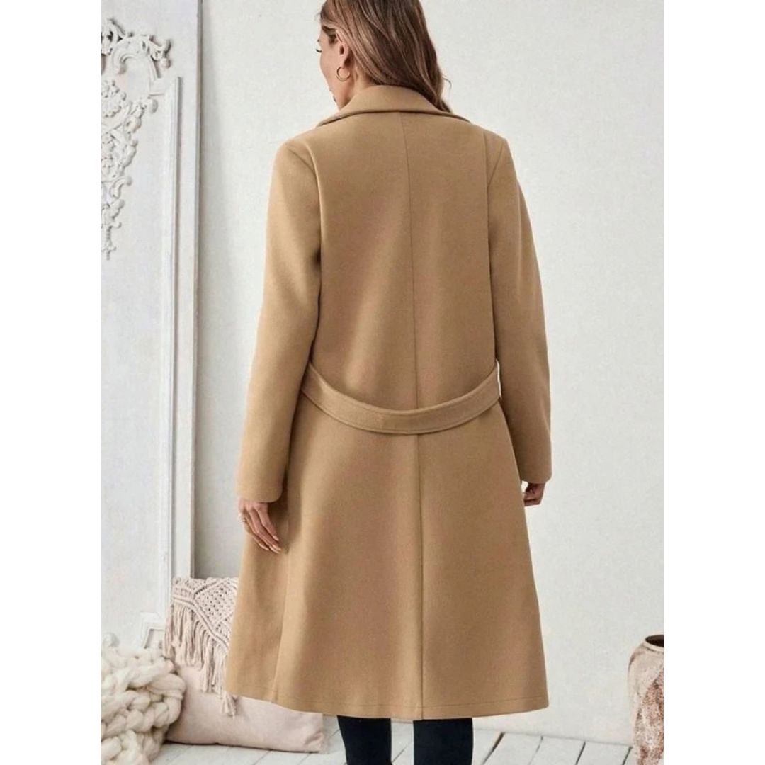 Philomena | Damen Lange Winterjacke mit Revers und Schnitt
