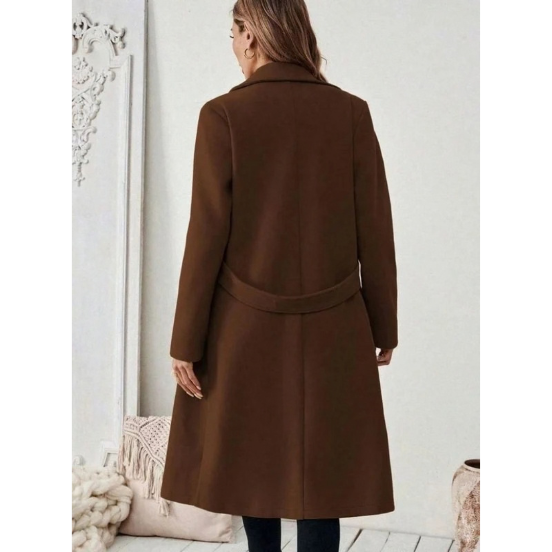 Philomena | Damen Lange Winterjacke mit Revers und Schnitt