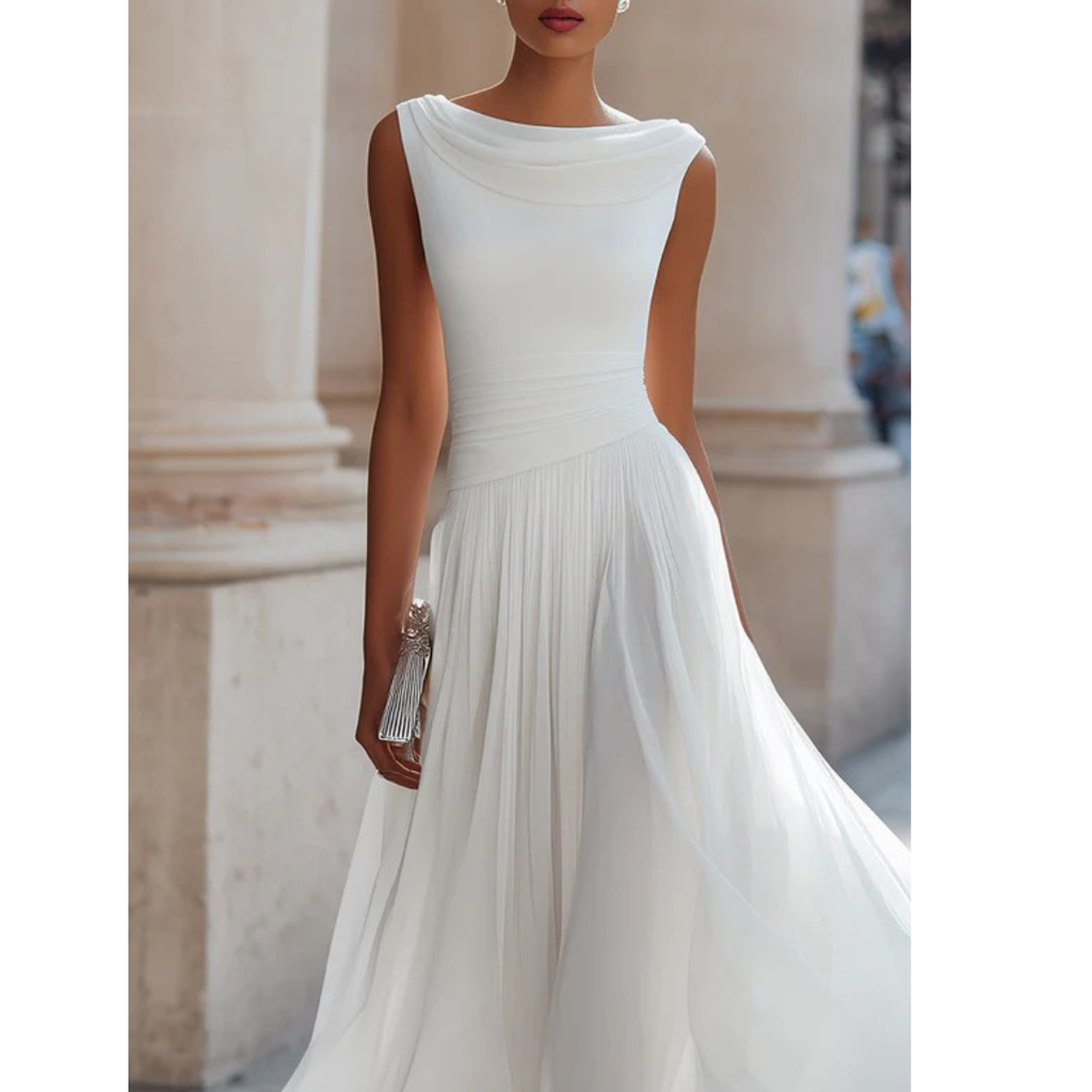 Pia | Damen Elegante Midikleid mit Plissee