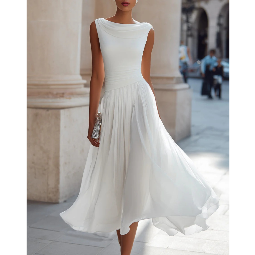 Pia | Damen Elegante Midikleid mit Plissee
