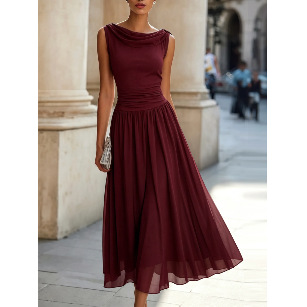 Pia | Damen Elegante Midikleid mit Plissee