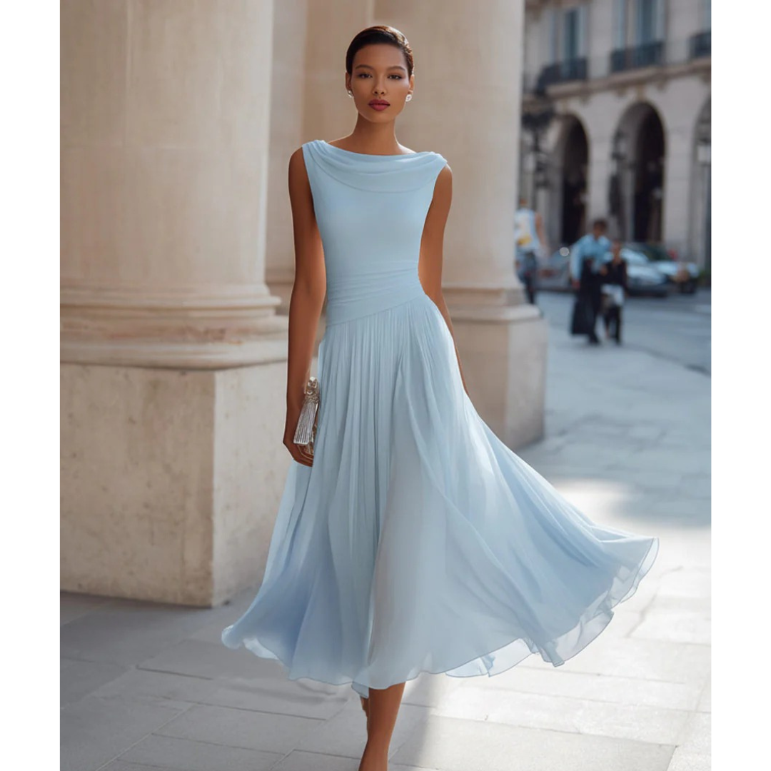 Pia | Damen Elegante Midikleid mit Plissee