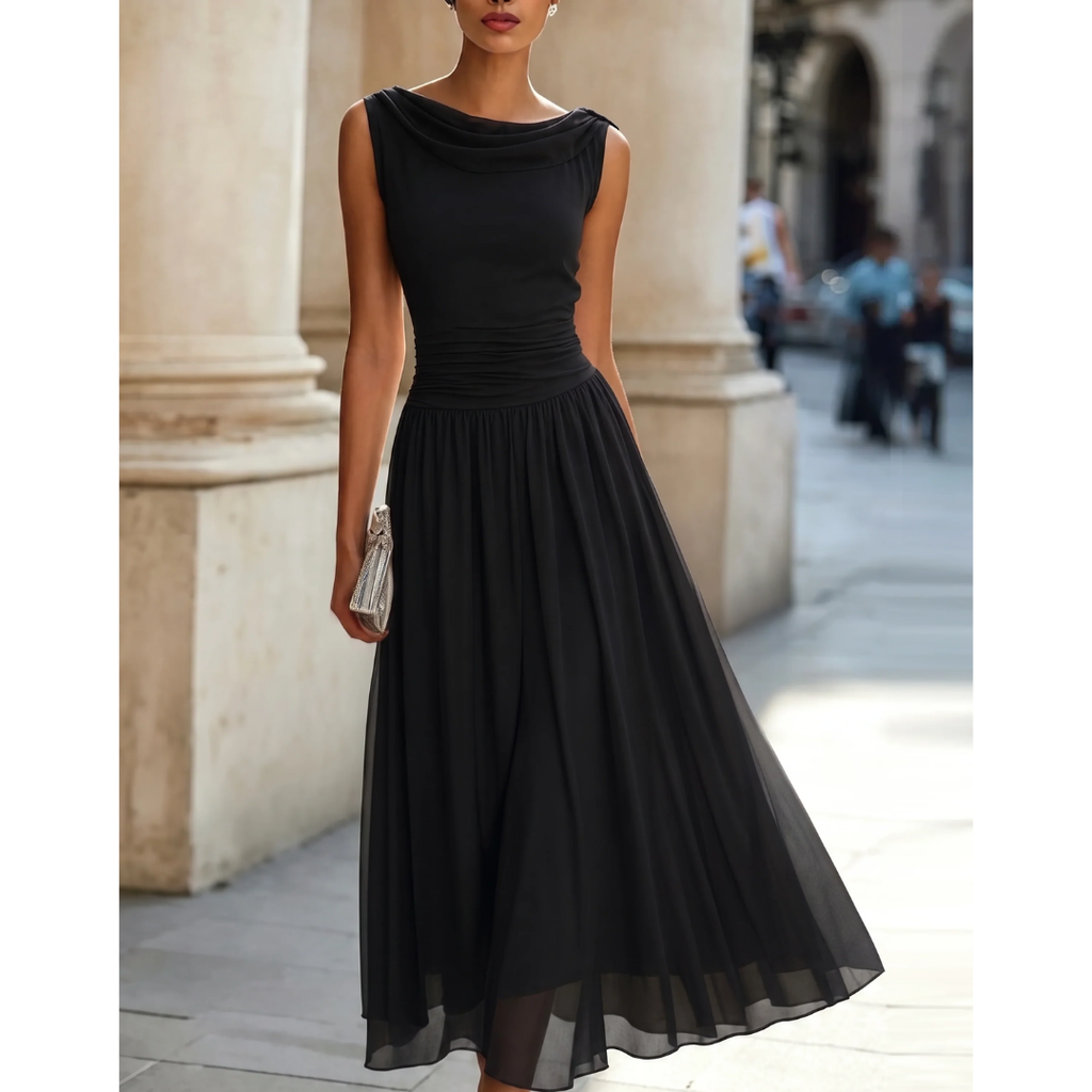 Pia | Damen Elegante Midikleid mit Plissee