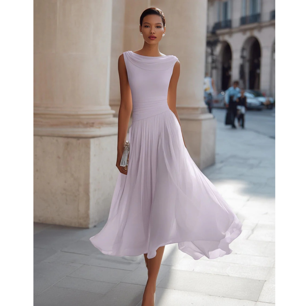 Pia | Damen Elegante Midikleid mit Plissee