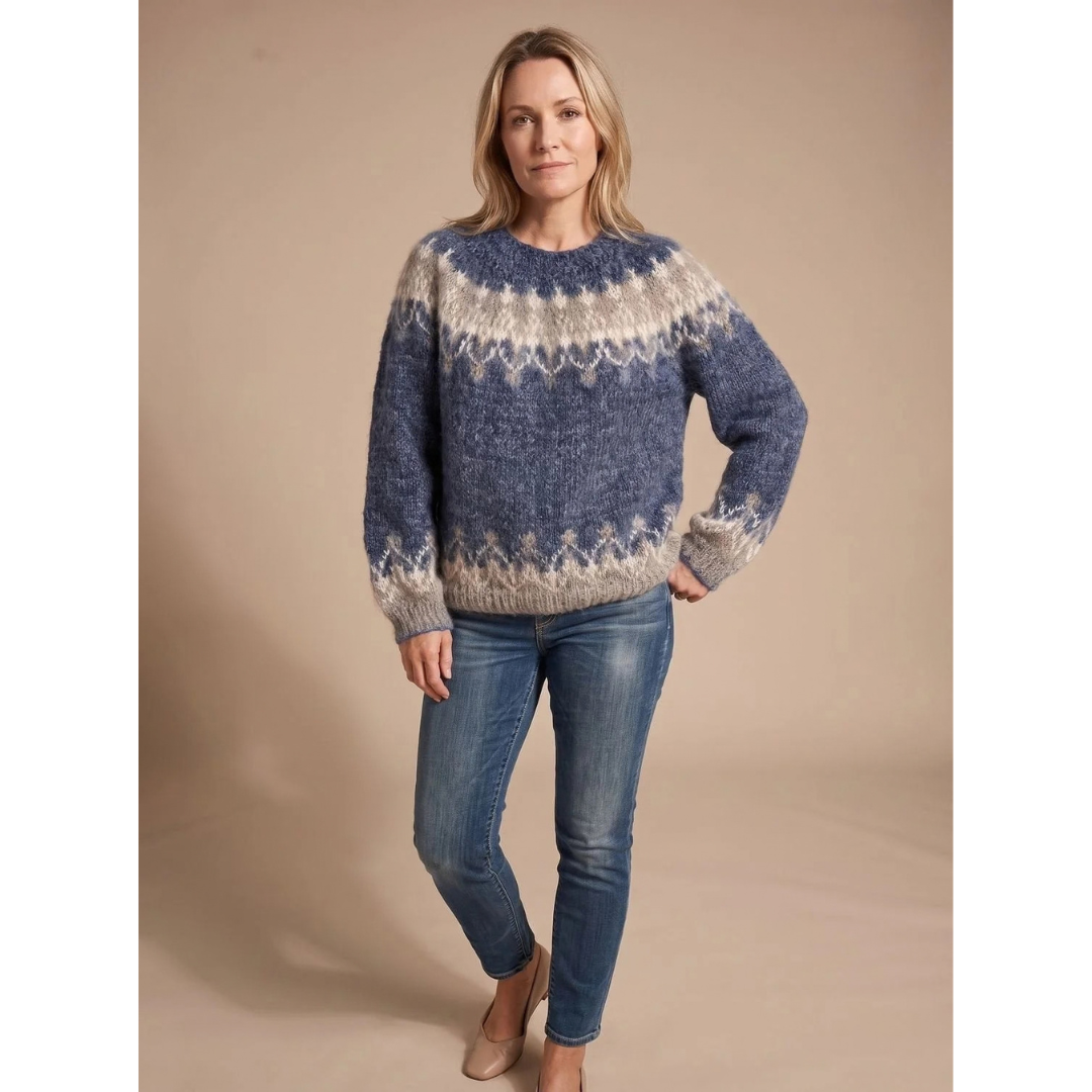 Pia | Damen Weihnachtspullover mit Muster und Langarm