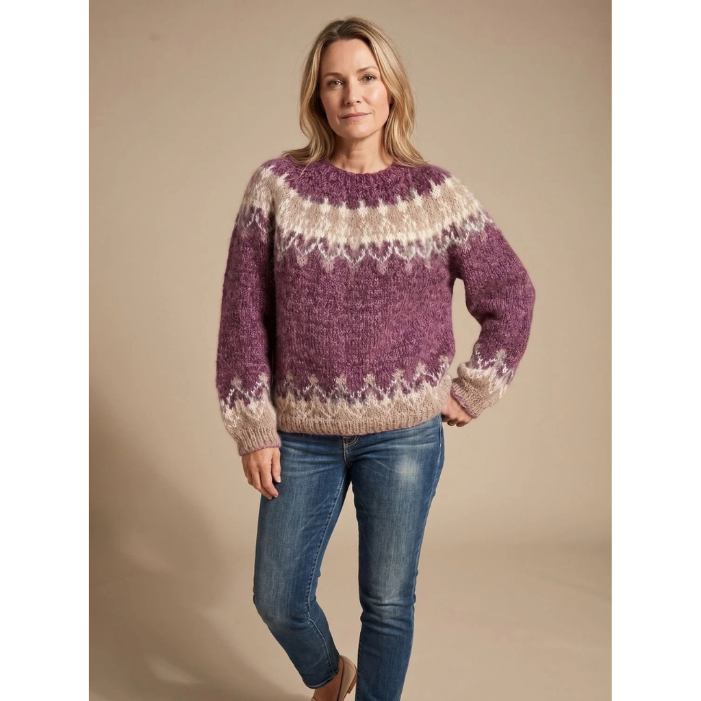 Pia | Damen Weihnachtspullover mit Muster und Langarm