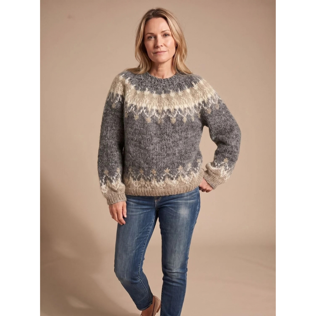 Pia | Damen Weihnachtspullover mit Muster und Langarm