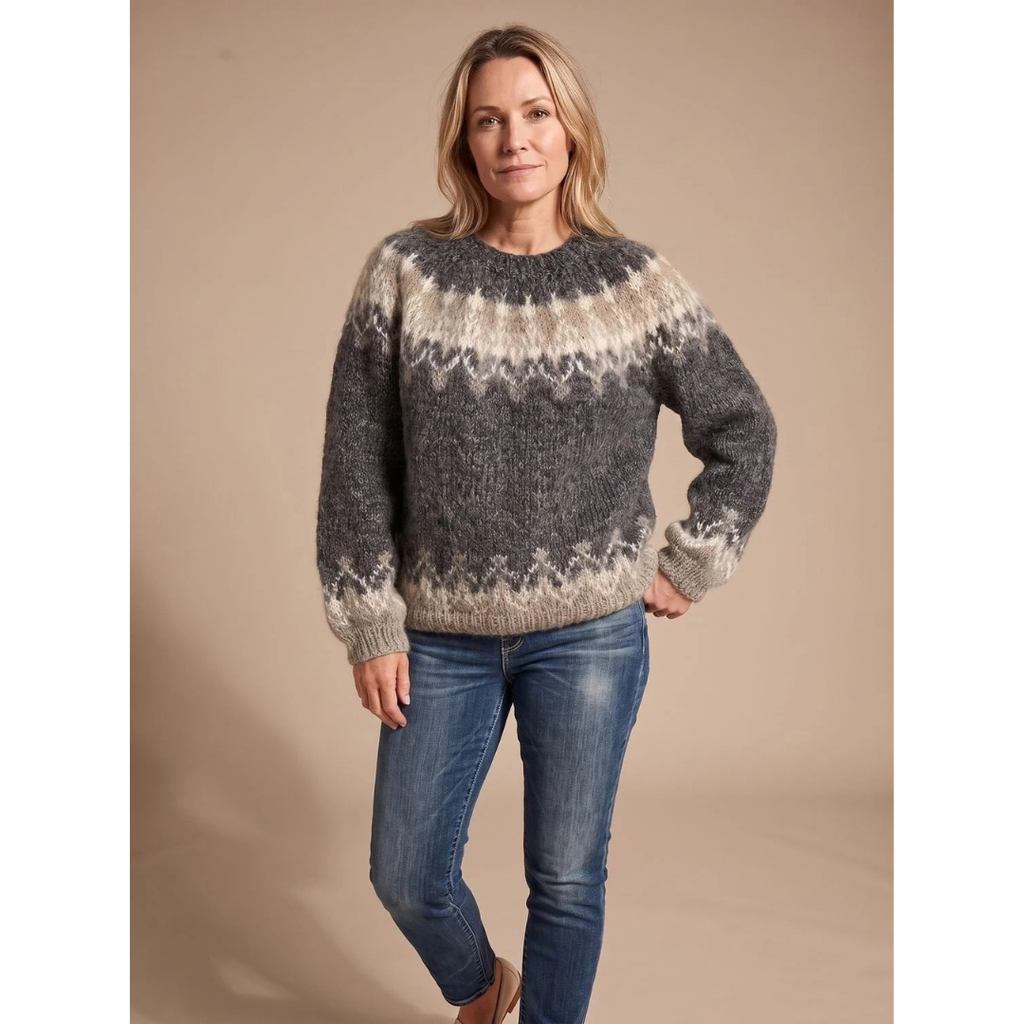 Pia | Damen Weihnachtspullover mit Muster und Langarm