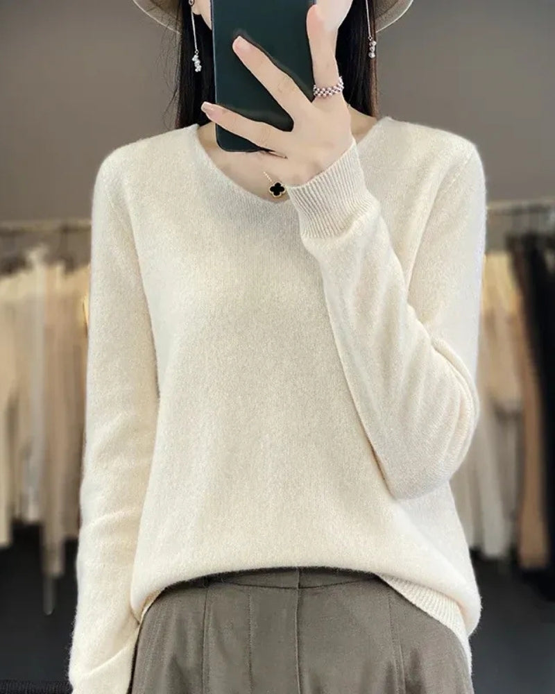 Pullover aus 100% Merinowolle mit V-Ausschnitt – Für Frühling und Sommer