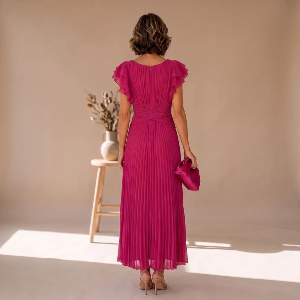 Regina | Damen Abendkleid mit Plissee und Twist