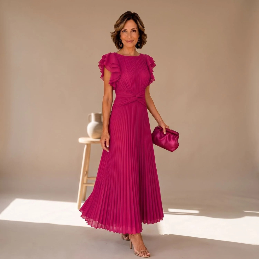 Regina | Damen Abendkleid mit Plissee und Twist