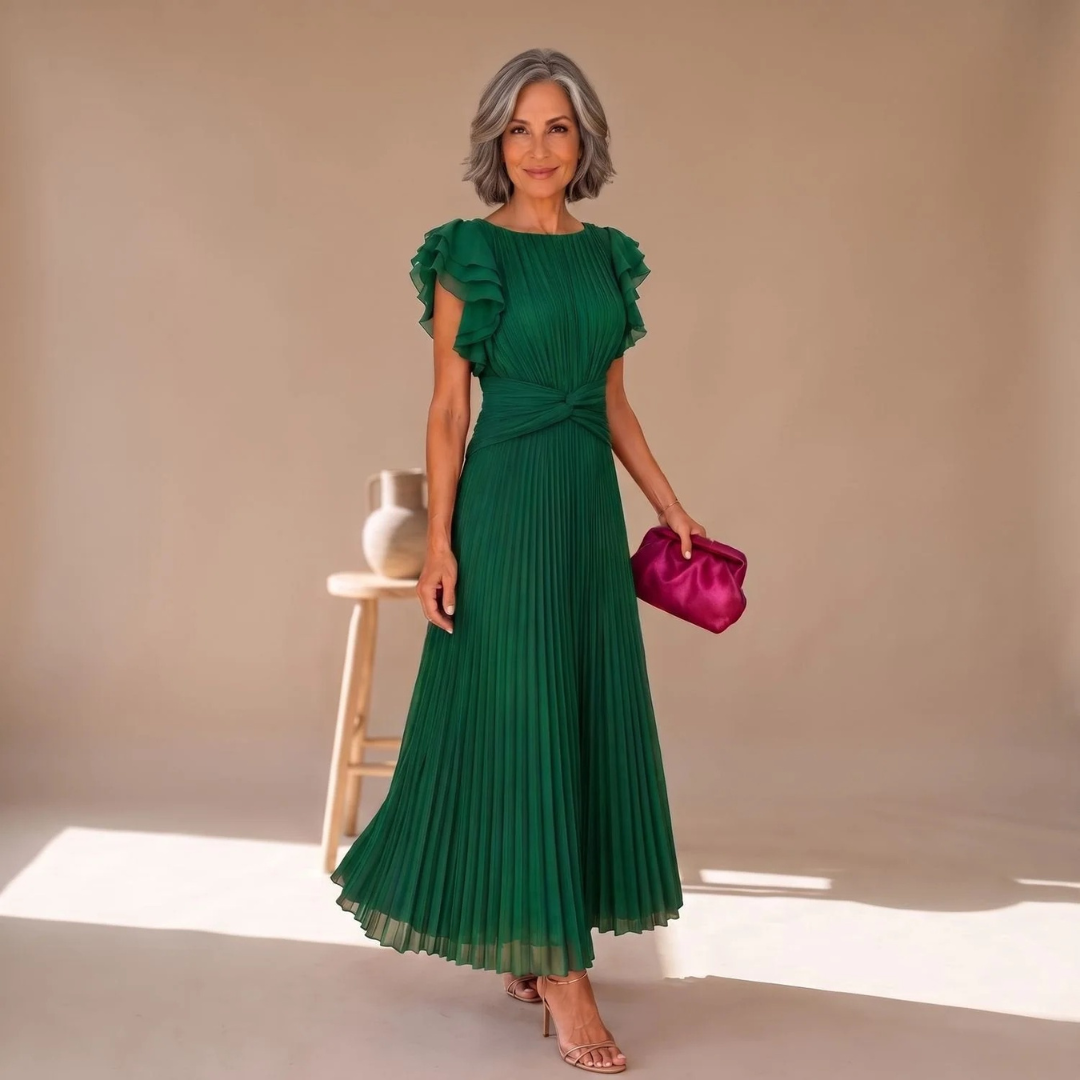 Regina | Damen Abendkleid mit Plissee und Twist