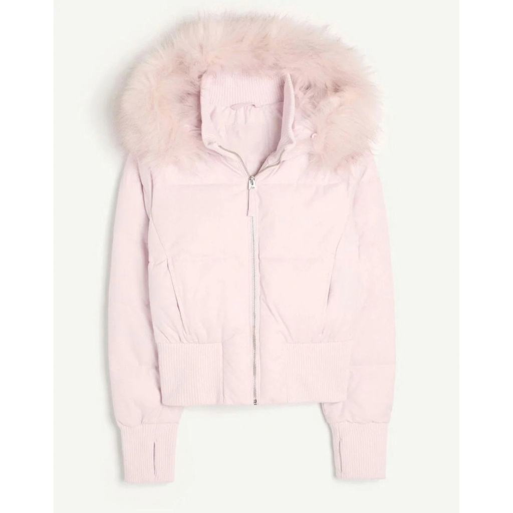 Regina | Damen Kurze Puffer Winterjacke mit Fell und Kapuze