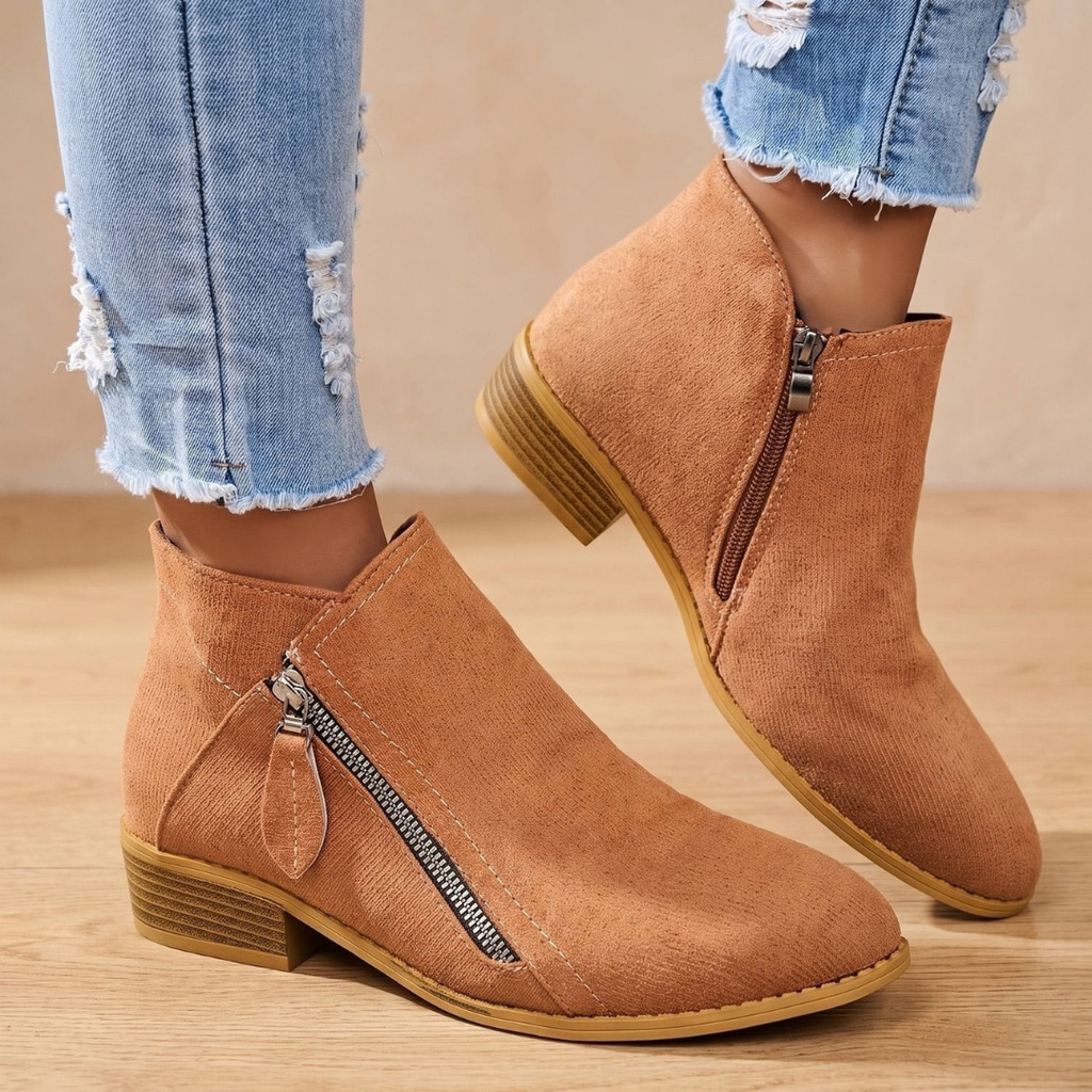 Renate | Damen Orthopädische Stiefeletten mit Reißverschluss und Absatz