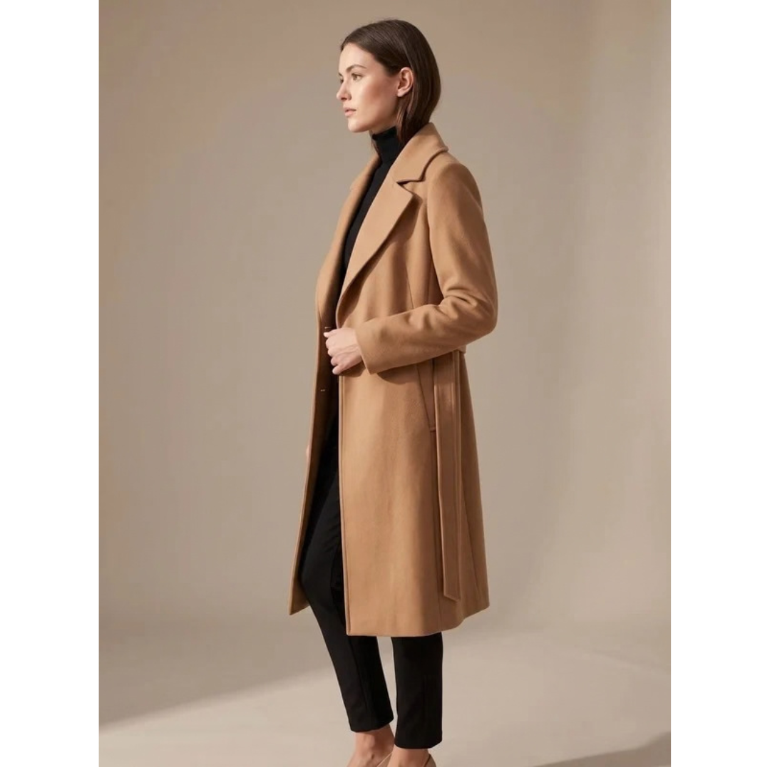 Renate | Damen Wollmantel mit Revers und langem Design