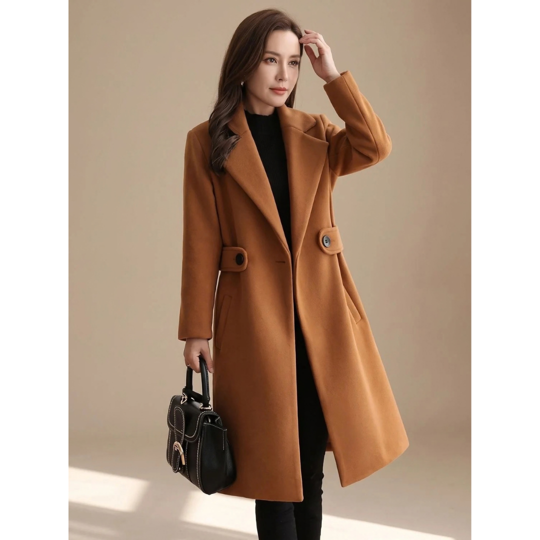 Renate | Damen Wollmantel mit Revers und langem Design